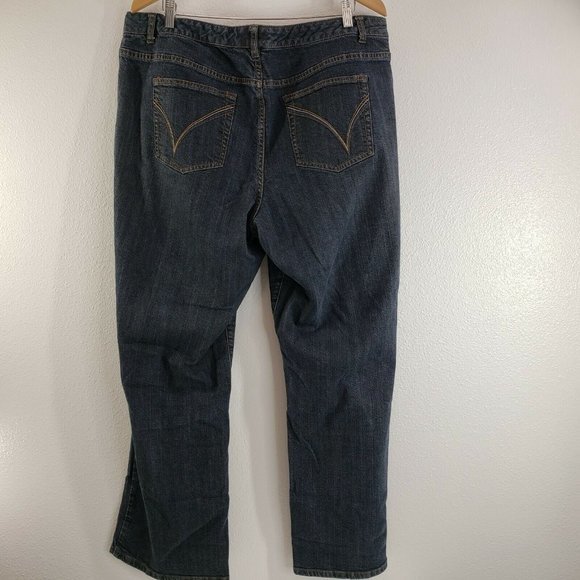 Venezia Womens Straight Leg Jeans Blue Stretch Dark Wash Faded Denim Plus 40x31 - Picture 7 of 10